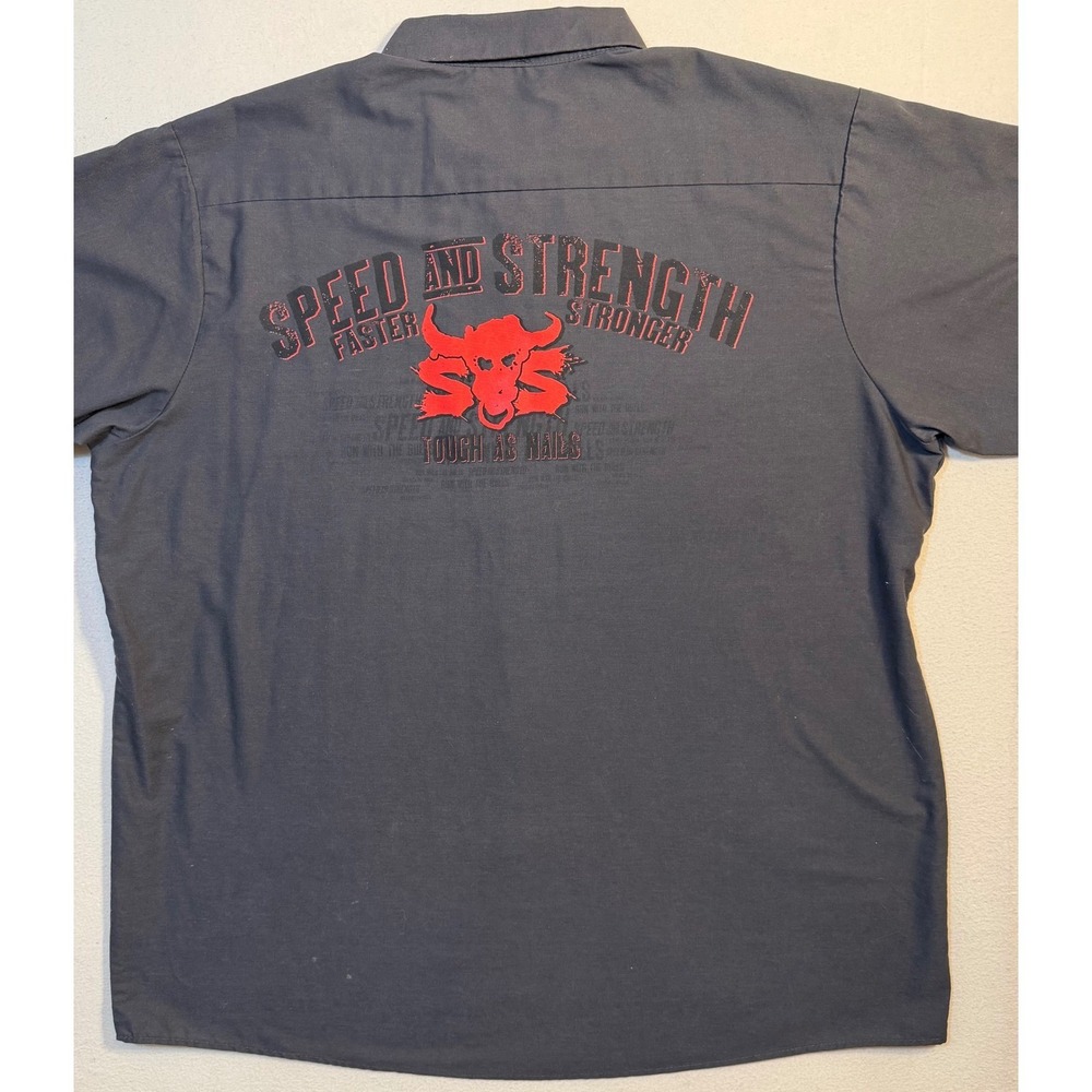 Speed and Strength Tough As Nails Mens XXL Work Shirt Red Kap Gray Short Sleeve